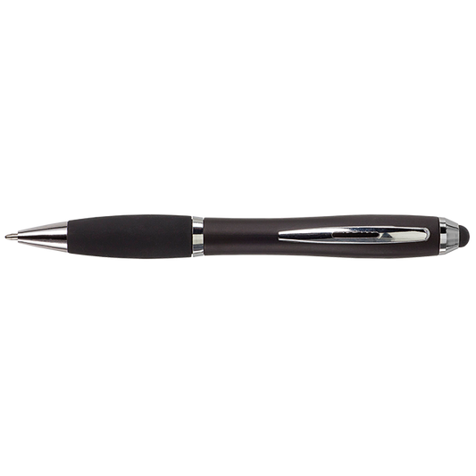 Ballpoint with Rubber Grip and Stylus - Black