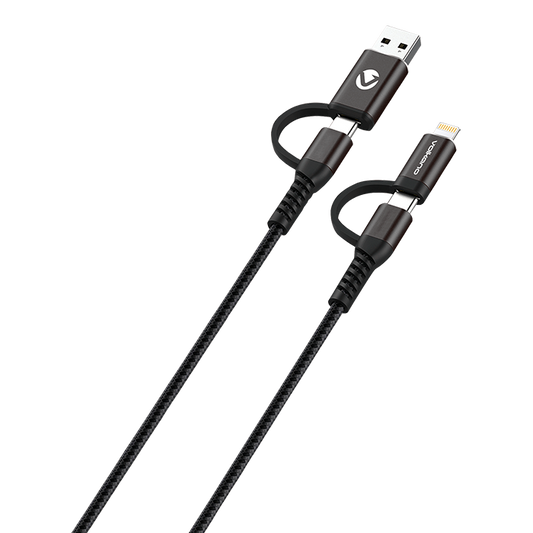 Barron Volkano Weave Series 4-in-1 Charge & Data Cable 1.2m - Black
